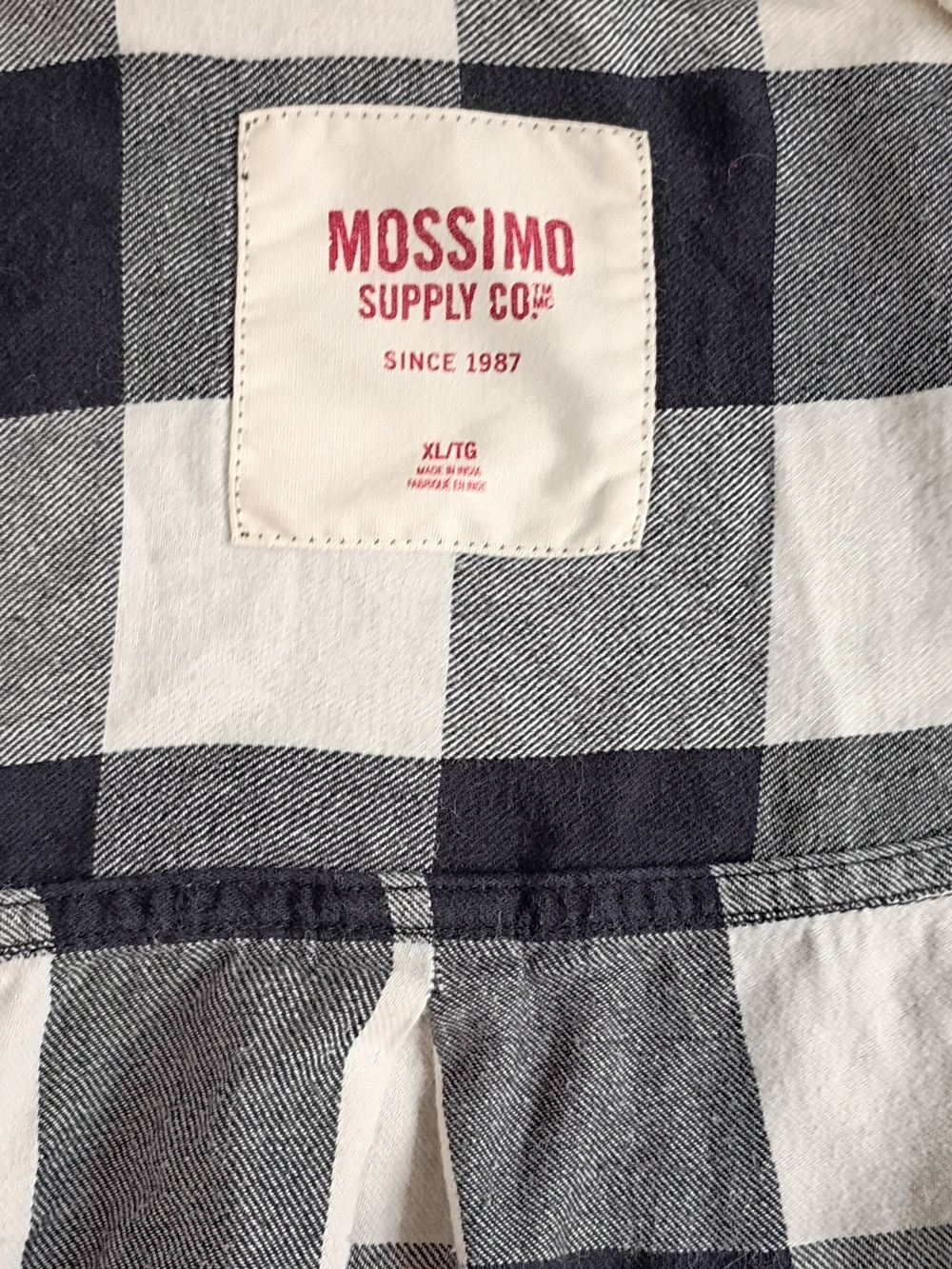 Mossimo women's black and white buffalo plaid flannel long-sleeve shirt XLG - Picture 3 of 3